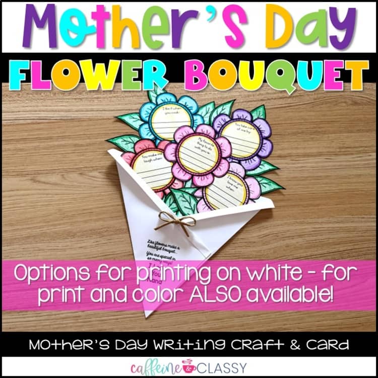 Mother's Day Flower Bouquet Craft & Writing Activity for Kids