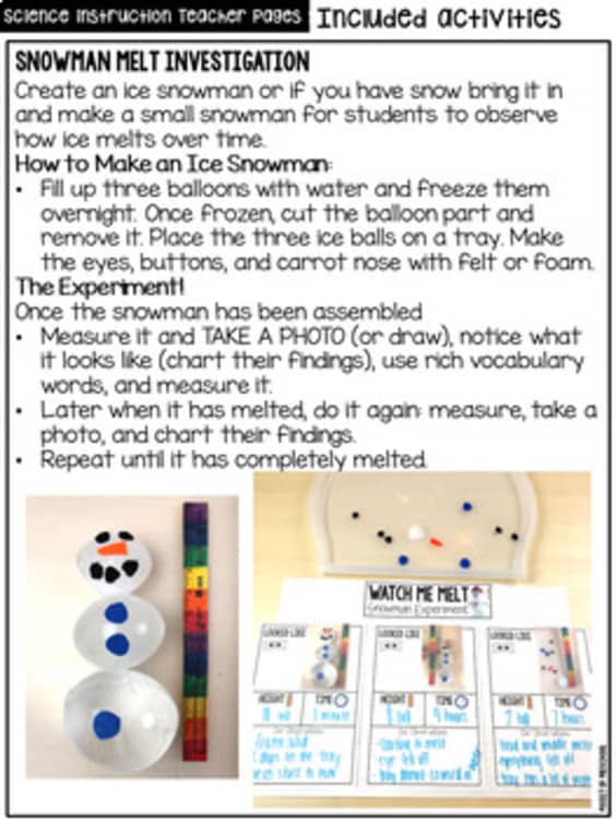 All About Ice & Snow Winter - Science for Little Learners Preschool Pre-k Kinder