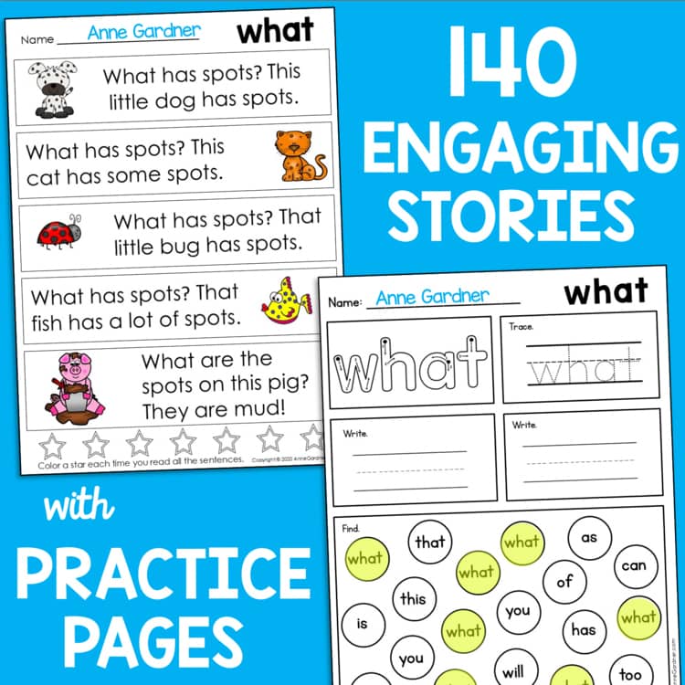 Kindergarten 1st Grade CVC & HFW Fry Sight Word Practice Reading Passages & Game
