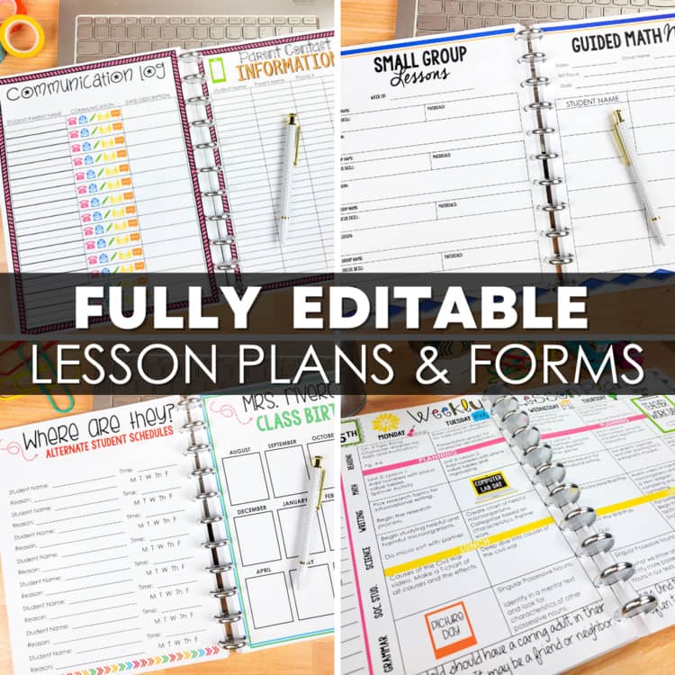 Editable Teacher Planner 2025 & 2026 | Digital & Printable Lesson Teacher Binder
