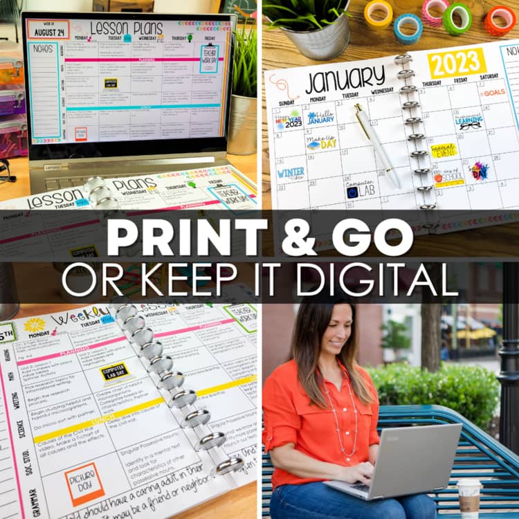 Editable Teacher Planner 2025 & 2026 | Digital & Printable Lesson Teacher Binder