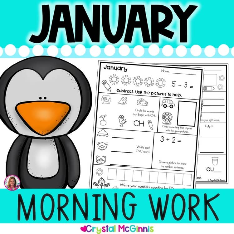 Bundle Kindergarten Morning Work Homework Kindergarten Math Reading Winter