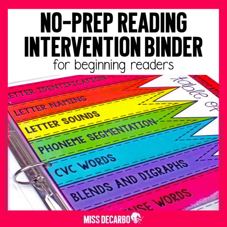 Reading Intervention Binder for Beginning Readers No Prep ELA SOR Aligned