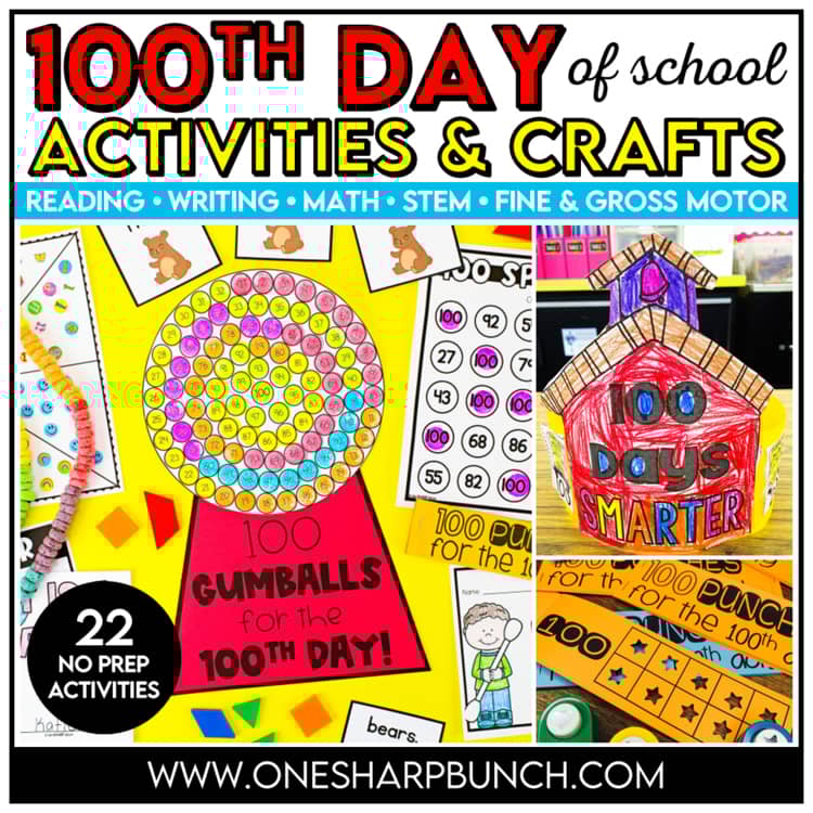 100th Day of School | 22 No Prep 100th Day Activities, Crafts, Crown & Centers