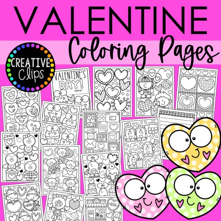 Valentine's Day Coloring Pages, Sheets of Valentine Clipart {Coloring Book}