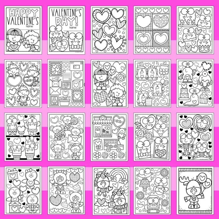Valentine's Day Coloring Pages, Sheets of Valentine Clipart {Coloring Book}