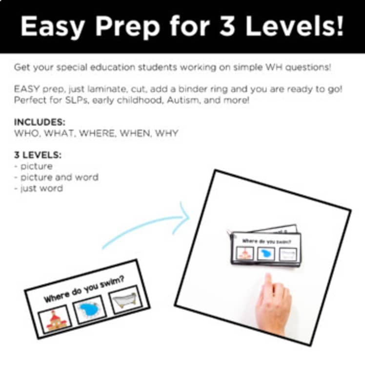 WH Question Cards Visuals | WH Questions | Speech Therapy | Special Education