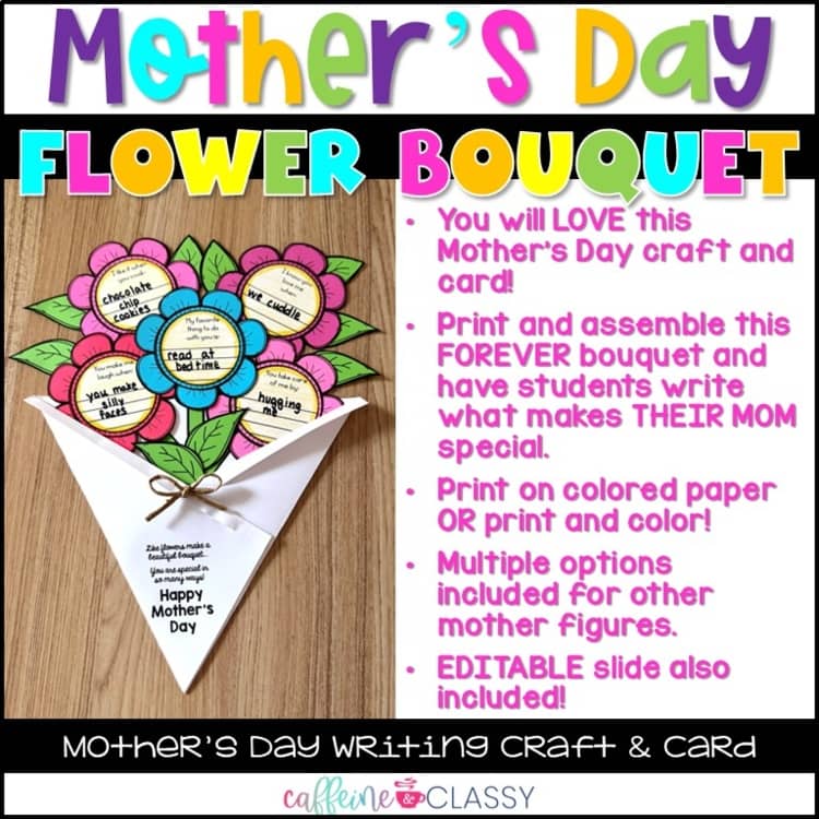 Mother's Day Flower Bouquet Craft & Writing Activity for Kids