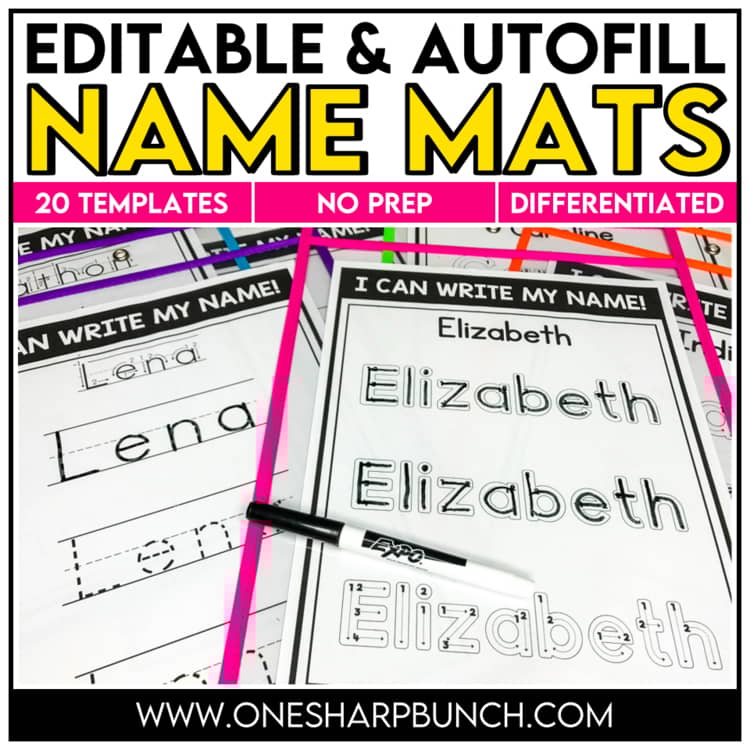 Name Tracing Editable Name Practice Mats | Name Activities & Name Writing