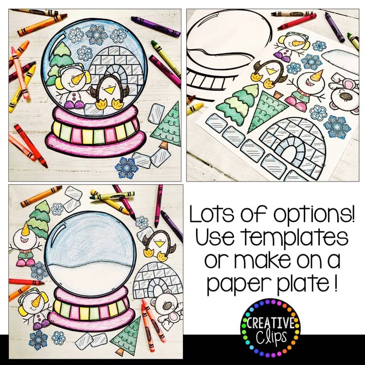 Build a Snow Globe New Year Winter Christmas Craft Activities: Coloring Pages