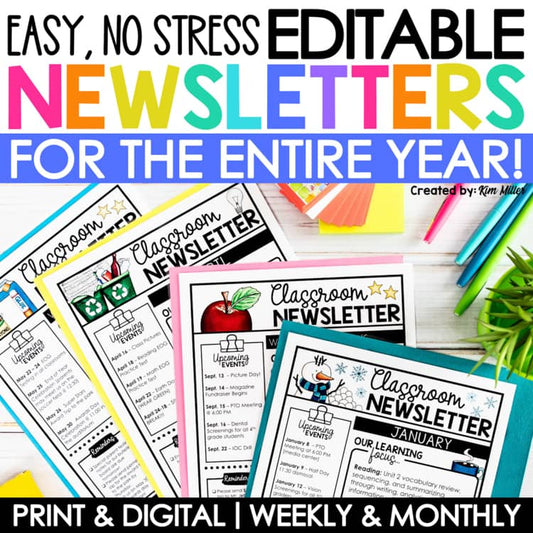 Editable Classroom Newsletters Monthly Weekly Templates for Parent Communication