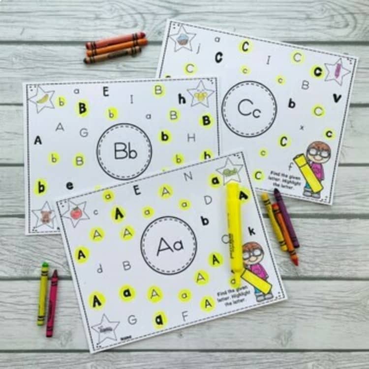 DOLLAR DEAL Alphabet Hunt - Alphabet Worksheets Letter Recognition ABC Center