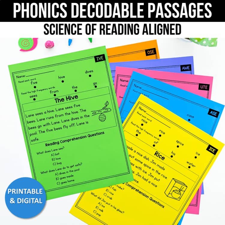 Phonics Worksheets Reading Fluency Passage with Comprehension and Question ELA