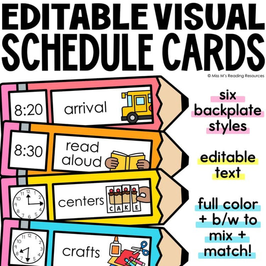 Classroom Management Visual Schedule Cards Daily Schedule Template EDITABLE Card