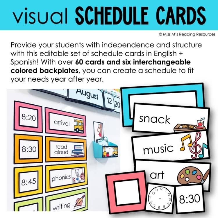Classroom Management Visual Schedule Cards Daily Schedule Template EDITABLE Card