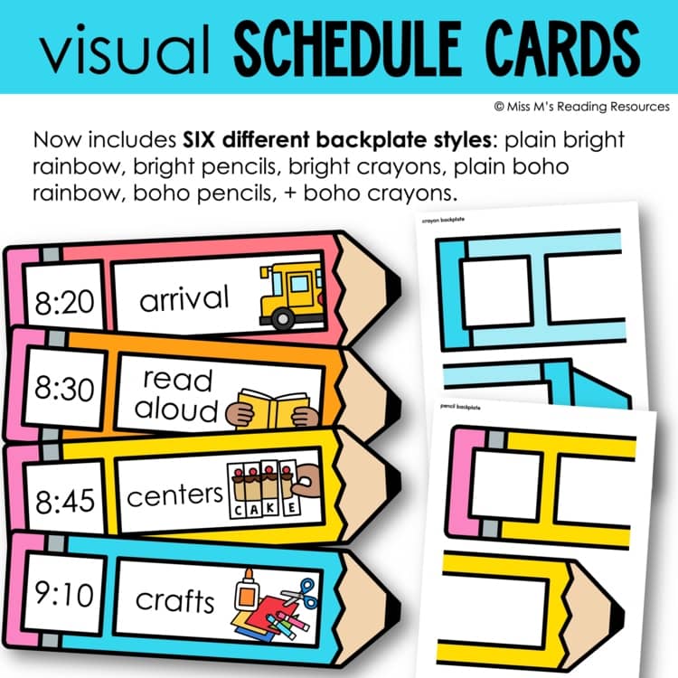 Classroom Management Visual Schedule Cards Daily Schedule Template EDITABLE Card