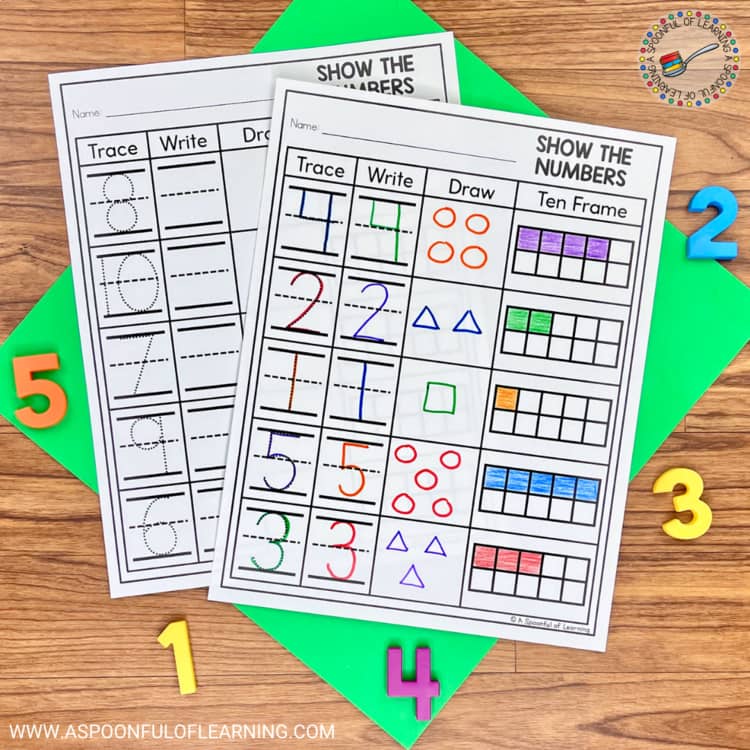 Numbers 1-10 Trace, Write, Draw, and Ten Frames